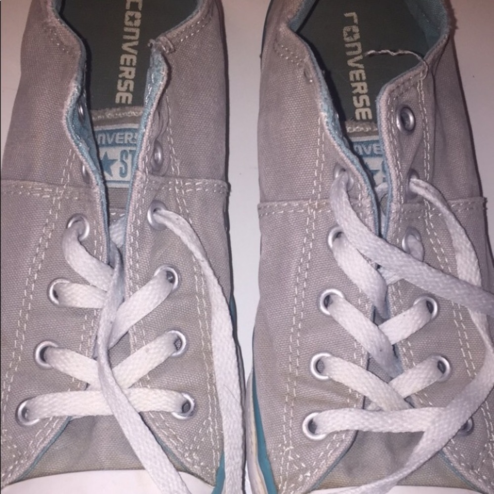 Grey and teal converse